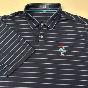 Dunhill Links Mens‎ XL Navy Stripe Golf Polo Monterey Peninsula Country Club